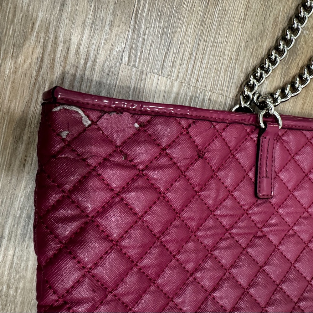 Coach Metro Quilted Chain Tote Purse Cranberry/Claret, Large Size, Style #F32905 - Picture 10 of 11